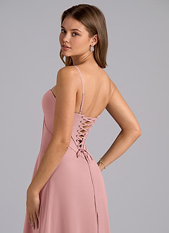 Azazie Valentine Bridesmaid Dresses Dusty Rose A-Line Corset Chiffon Dress image6