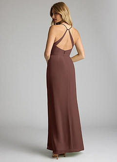 Azazie Becca Brautjungfernkleider Etui V-Hals Chiffon Kleid Espresso image6
