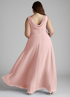 Azazie Karina Bridesmaid Dresses Powder Pink A-Line Pleated Chiffon Dress image9