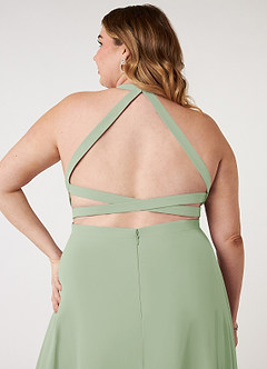Azazie Clarice Bridesmaid Dresses Dusty Sage A-Line Halter Chiffon Dress image3
