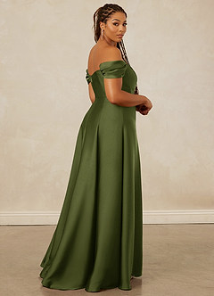 Christian Siriano Bridal for Azazie 1002 Brautjungfernkleider Wandelbar A-Linie Schulterfrei Stretch-Satin Kleid Olivgrün image15