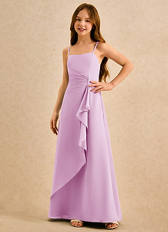 Azazie lolly Girls Formal Robe Demoiselle D'honneur Fillette Robe Trapèze en Mousseline de soie Plissée Rose Bonbon image5