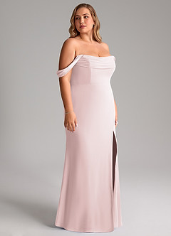 Azazie Saige Bridesmaid Dresses Blushing Pink A-Line Off the Shoulder Chiffon Convertible Dress image12