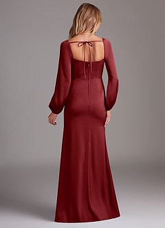 Azazie Charissa Robes de demoiselle d'honneur Robe Fourreau en Satin extensible Manche longue Grenade image8
