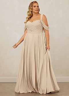 Christian Siriano Bridal for Azazie 1013 Bridesmaid Dresses Champagne A-Line Off the Shoulder Chiffon Dress image13