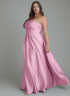 Azazie Lucienne Bridesmaid Dresses Candy Pink A-Line Strapless Stretch Satin Convertible Dress image12