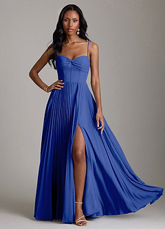 Azazie Akiko Bridesmaid Dresses Royal Blue A-Line Sweetheart Neckline Chiffon Dress image3