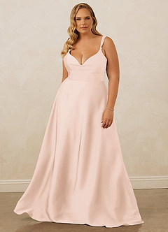 Christian Siriano Bridal for Azazie 1001 Robes de demoiselle d'honneur Robe Trapèze en Satin extensible Encolure en Forme de Cœur Rose Pâle image11