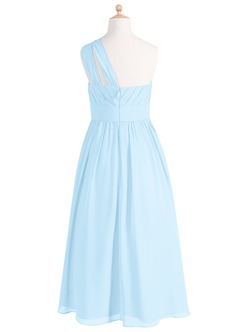 Azazie Molly Junior Vestido de Azul Cielo de Gasa de Corte en A con Plisado image8