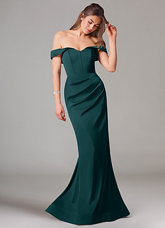 Azazie Everly Vestidos de damas de honor Vestido de Pino de Satén Elástico de Corte Sirena Convertible con Vestidos sin tirantes image6