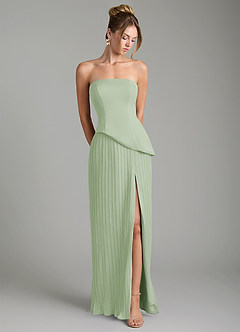 Azazie Tierney Bridesmaid Dresses Dusty Sage A-Line Strapless Chiffon Convertible Dress image4