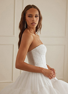 Christian Siriano Bridal for Azazie 2007 Wedding Dresses Diamond White Nude Ball-Gown Sequins Tulle Dress image3