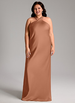 Azazie Doretta Bridesmaid Dresses Bronzer Mermaid Pleated Stretch Satin Dress image6