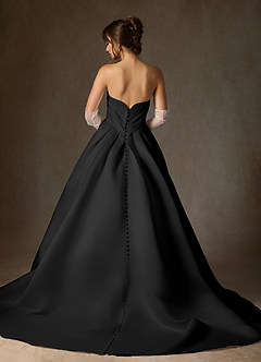 Azazie Adelise Vestidos de novia Vestido Negro de Satén de Corte Princesa con Palabra de honor image4