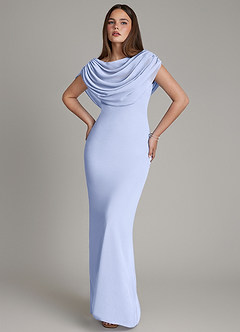 Azazie Hadley Robes de demoiselle d'honneur Robe Sirène en Mousseline de soie Plissée Eis image1