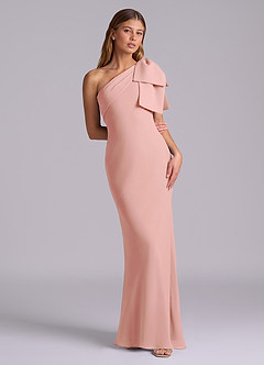 Azazie Yuanna Bridesmaid Dresses Rosette Mermaid One Shoulder Chiffon Dress image3