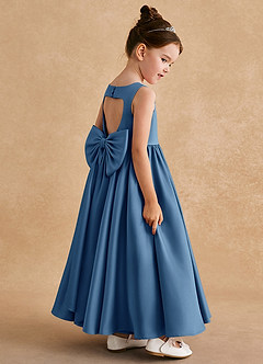 Azazie Bettie Flower Girl Dresses Twilight A-Line Bow Matte Satin Dress image5
