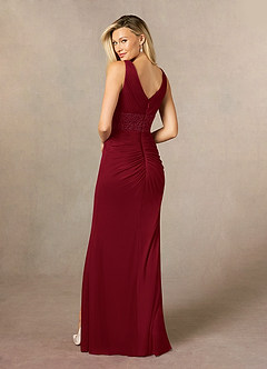 Azazie Winona Mother of the Bride Dresses Burgundy Mermaid Sequins Mesh Dress image4