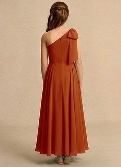 Azazie Guppy Junior Formal Flower Girl Dresses Paprika A-Line One Shoulder Chiffon Dress image2
