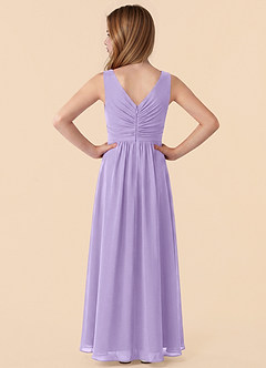 Azazie Skyla Junior Robe Trapèze en Mousseline de soie Plissée Lilas image2