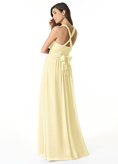 Azazie Olani Bridesmaid Dresses Lemon Sorbet A-Line One Shoulder Chiffon Convertible Dress image3
