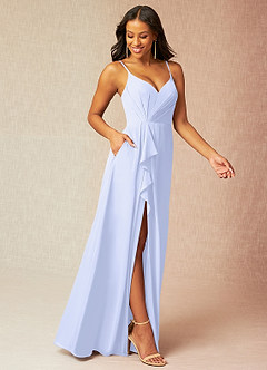 Azazie Kyedae Bridesmaid Dresses Lavender A-Line V-Neck Pleated Chiffon Dress image3