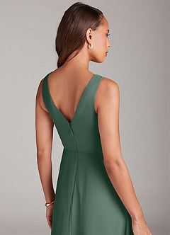 Azazie Nelly Bridesmaid Dresses Sea Moss A-Line Pleated Chiffon Dress image7