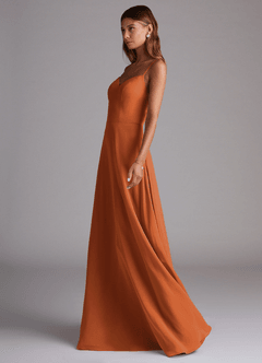 Azazie Marley Bridesmaid Dresses Cinnamon A-Line Off the Shoulder Chiffon Convertible Dress image6