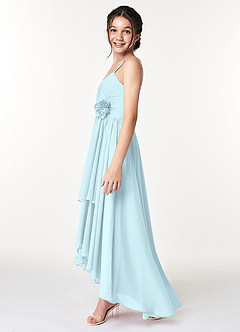 Azazie Catalina Junior Robe Trapèze en Mousseline de soie Rayé Bleu Nuage image5