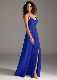 Azazie Davis Bridesmaid Dresses Royal Blue A-Line Pleated Stretch Crepe Dress image5