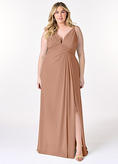 Azazie Maren Allure Abiti da Damigella Abito A-Line in Chiffon con Scollo a V in Pizzo Champagne Rosa image6