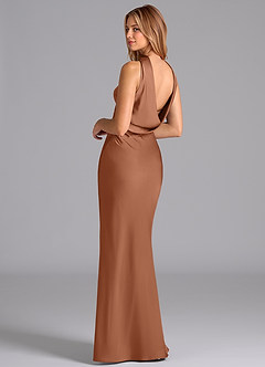 Azazie Lusinda Brudtärnklänningar Klä av Sjöjungfru i Stretch Satin Axelbandslös Bronzer image2