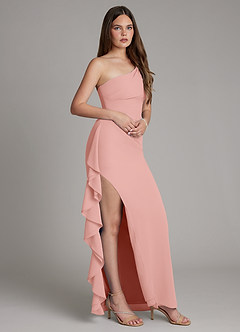 Azazie Latrice Final Sale Rosette Sheath Ruched Chiffon Dress image1