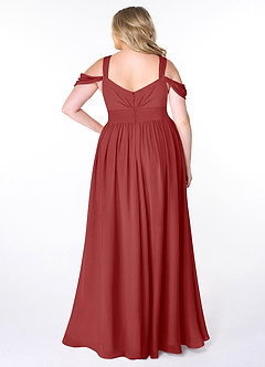 Azazie Lianne Bridesmaid Dresses Rust A-Line Off the Shoulder Chiffon Dress image8