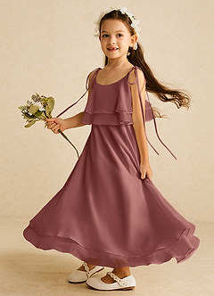 Azazie Temi Flower Girl Dresses Amethyst A-Line Spaghetti Strap Chiffon Dress image1