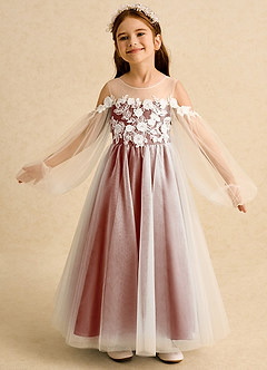 Azazie Zimi vestidos de niña de las flores Vestido de Castaño de Tul de Princesa con Escote de Corazón image4