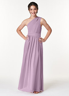 Azazie Molly A-Line Pleated Chiffon Floor-Length Junior Bridesmaid Dress image3