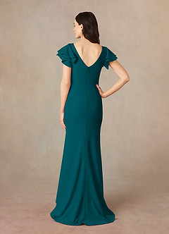 Azazie Peppermint Mother of the Bride Dresses Peacock Mermaid Scoop Ruched Stretch Crepe Dress image4