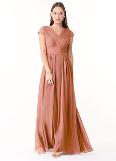 Azazie Organa Schlussverkauf A-Linie Plissee Chiffon Kleid Desert Rose image1