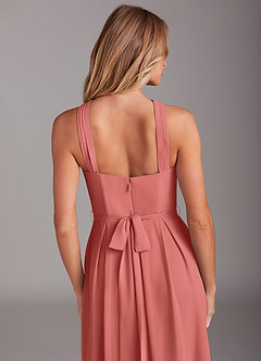 Azazie Dixie Brautjungfernkleider Eine Linie Halter Gefaltet Chiffon Kleid Antike Rose image6