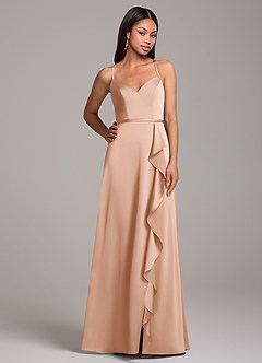 Azazie Naeem Bridesmaid Dresses Rose Gold A-Line Stretch Satin Dress image5