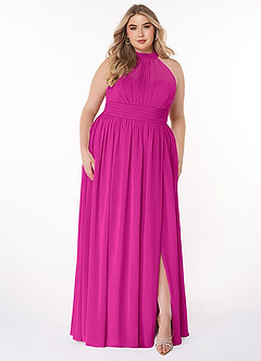 Azazie Iman Bridesmaid Dresses Fuchsia A-Line A-Line Ruched Chiffon Dress image8