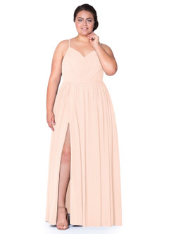 Azazie Cora Bridesmaid Dresses Pearl Pink A-Line Pleated Chiffon Dress image80