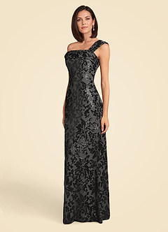 Azazie Odessia vestidos de madre de la novia Vestido de Negro de Encaje de Corte En A con Lentejuela image4
