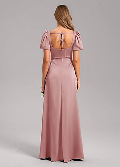 Azazie Fyona Bridesmaid Dresses Dusty Rose A-Line Pleated Stretch Satin Dress image2
