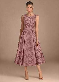 Azazie Fulton vestidos de madre de la novia Vestido de Rosa Polvorienta de Devorado Floral de Corte En A con Plisado image5