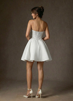 Azazie Barica Wedding Dresses Diamond White A-Line Strapless Lace Dress image3