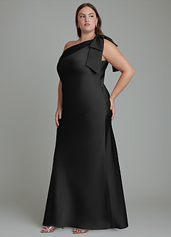 Azazie Yuanna Hemmaprövning av klänningar Klänning av Sjöjungfru i Stretch Satin One-shoulder Svart image12