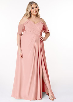 Azazie Dakota Bridesmaid Dresses Rosette A-Line V-Neck Pleated Chiffon Dress image16
