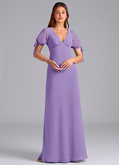 Azazie Pheby Bridesmaid Dresses Tahiti A-Line Pleated Chiffon Dress image3